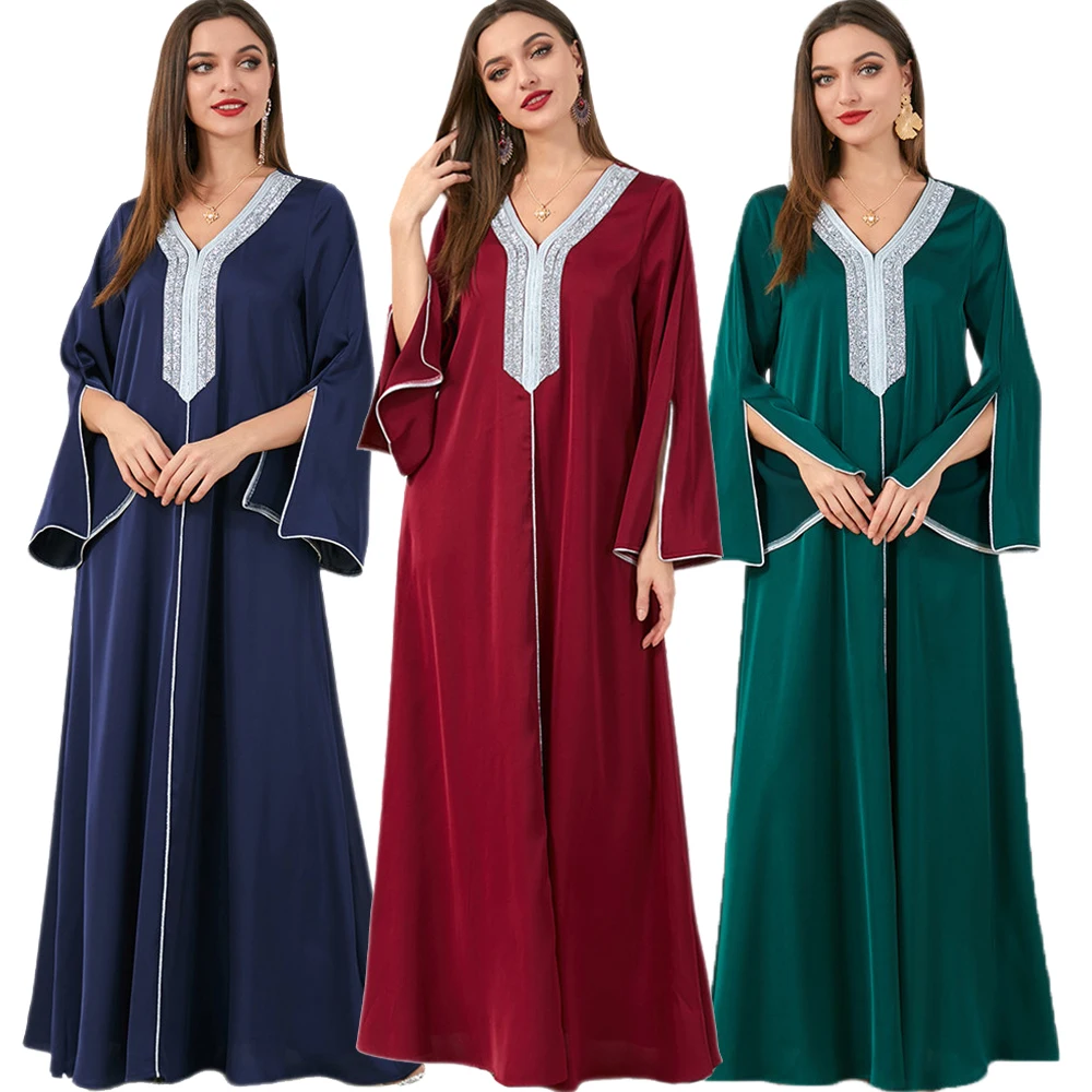 Eid Mubarak Ramadan Abaya Women Muslim Maxi Dress V-neck Turkey Arab Islamic Kaftan Dubai Evening Party Morocco Jalabiya Caftan
Eid Mubarak Ramadan Abaya Women Muslim Maxi Dress V-neck Turkey Arab Islamic Kaftan Dubai Evening Party Morocco Jalabiya Caftan