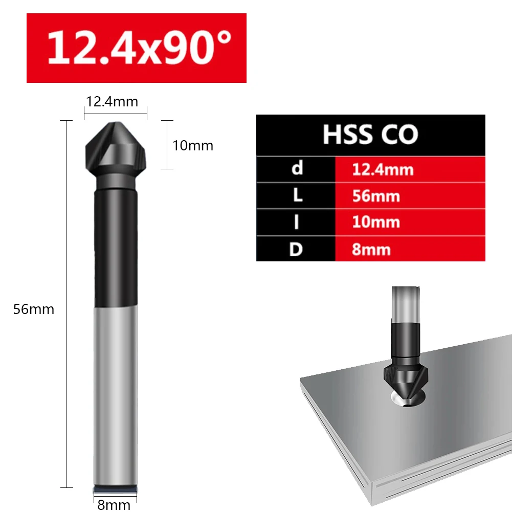 6.3-20.5mm Countersunk Drill Bit 3 Flute 90 Degree Titanium Plating M35 Automatic Through-hole Chamfering Cutter Tool Accessory
6.3-20.5mm Countersunk Drill Bit 3 Flute 90 Degree Titanium Plating M35 Automatic Through-hole Chamfering Cutter Tool Accessory