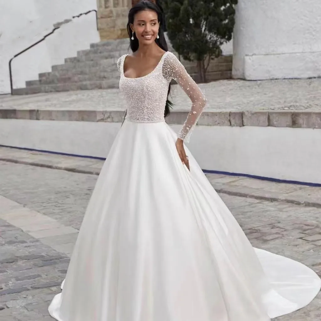 Modern Square Collar A Line Wedding Dresses Glitter Long Sleeves Beads Sequins Bridal Gown Backless Vestido De Novia 2023 Custom
Modern Square Collar A Line Wedding Dresses Glitter Long Sleeves Beads Sequins Bridal Gown Backless Vestido De Novia 2023 Custom