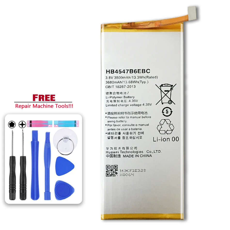 HB4547B6EBC Phone Battery For Huawei Honor 6 Plus PE TL20 UL00 TL10 CL00 Polymer Li-ion Rechargeable Battery 3600mAh
HB4547B6EBC Phone Battery For Huawei Honor 6 Plus PE TL20 UL00 TL10 CL00 Polymer Li-ion Rechargeable Battery 3600mAh