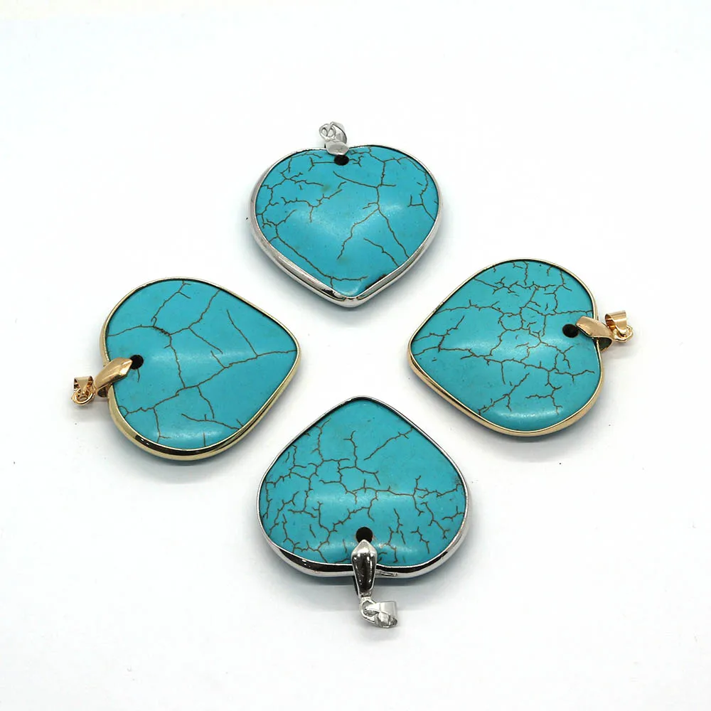 

Natural Stone Pendants Pine Stone Charms for Jewelry Making DIY Necklaces Earrings Heart Shape Synthetic Turquoise Accessories