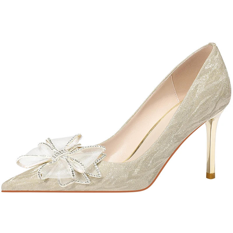 COOMAOSDE Women hHigh Heels Stiletto Heel Pointed Toe Sequin cloth Bowknot Elegant party Women Wedding Shoes 8.5cm
COOMAOSDE Women hHigh Heels Stiletto Heel Pointed Toe Sequin cloth Bowknot Elegant party Women Wedding Shoes 8.5cm