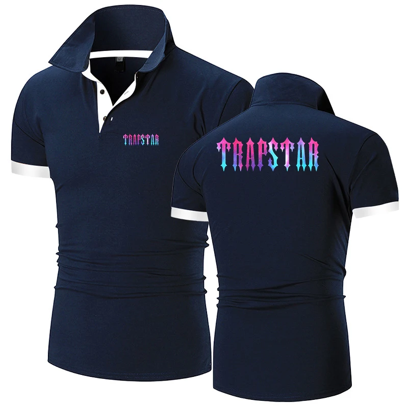 

Trapstar London 2022 Men's New Summer Fashion Printing Cotton Solid Color Lapel Polos Shirts Shorts Sleeves Casual Business Tops