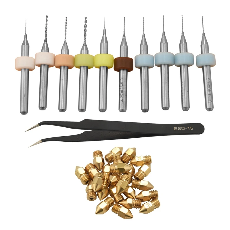 

3D Printer Nozzle Kit MK8 Extruder Nozzles Copper Print Head With Cleaning Drill Bits For Creality CR-10 Ender