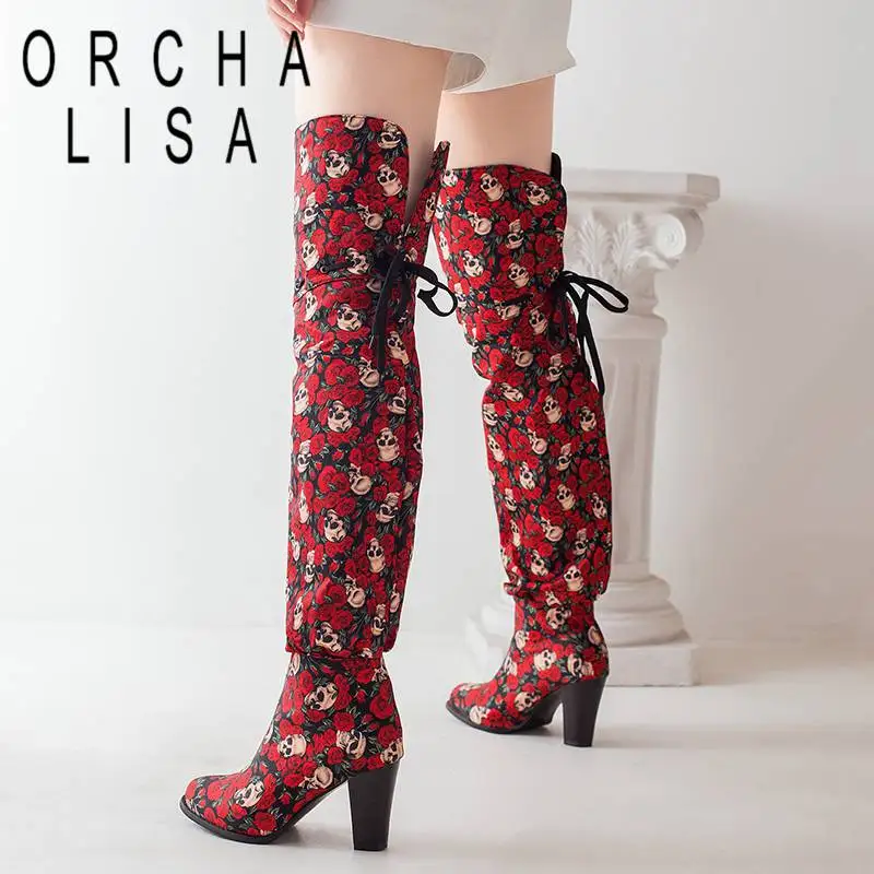 ORCHA LISA Shoe Woman Brand Thigh Boots 60cm Round Toe Block Heels 8cm Lace Up Flower Plus Size 47 48 Big Opening Casual Booty
ORCHA LISA Shoe Woman Brand Thigh Boots 60cm Round Toe Block Heels 8cm Lace Up Flower Plus Size 47 48 Big Opening Casual Booty