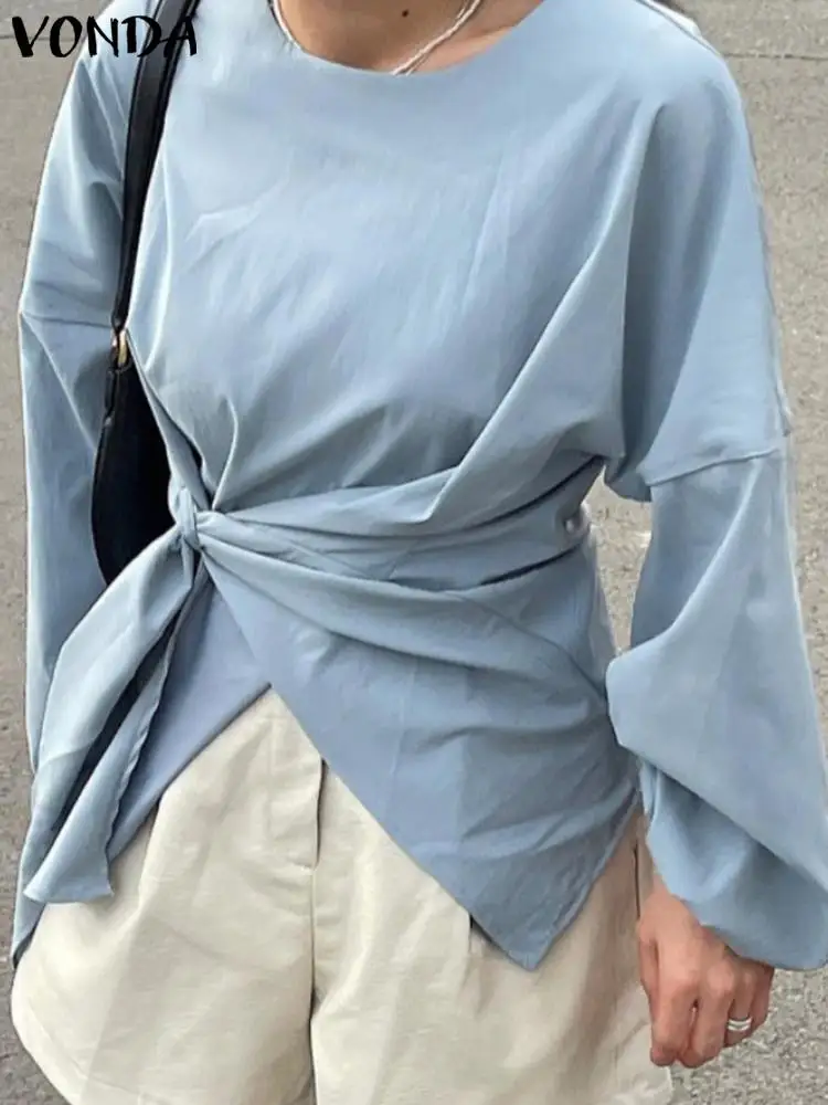 Women Summer Blouses VONDA 2023 Spring Long Lantern Sleeve Pleated Shirts Fashion Tunic Tops Casual Loose Solid Bandage Blusas
Women Summer Blouses VONDA 2023 Spring Long Lantern Sleeve Pleated Shirts Fashion Tunic Tops Casual Loose Solid Bandage Blusas