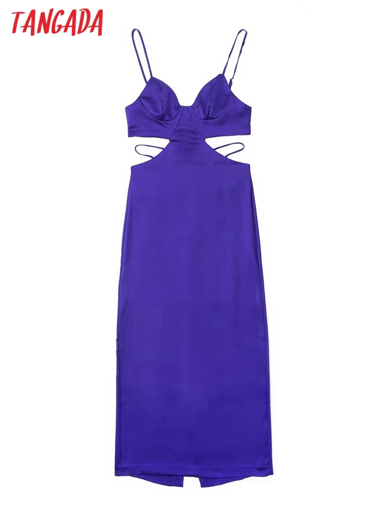 Tangada Women Fashion Purple Cut-out Satin Party Dress Vintage Backless Thin Straps Female Dresses Vestidos 3H634
Tangada Women Fashion Purple Cut-out Satin Party Dress Vintage Backless Thin Straps Female Dresses Vestidos 3H634