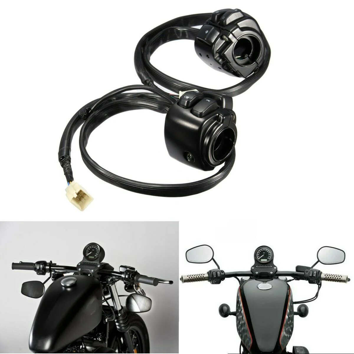 Pair Motorcycle 1" 25mm Handlebar Control Switch Turn Signal Horn For Harley Dyna Softail Sportster 883 1200 1996-2012
