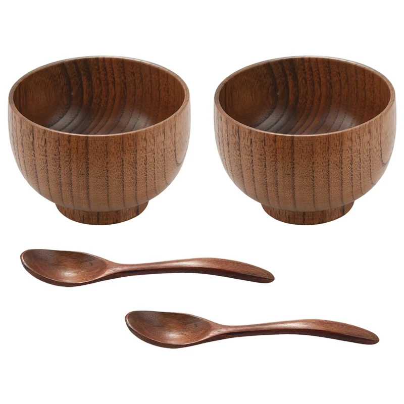 4 Pieces Wooden Handmade Bowl And Spoon For For Rice Miso Serving Home Kitchen Tableware
4 Pieces Wooden Handmade Bowl And Spoon For For Rice Miso Serving Home Kitchen Tableware