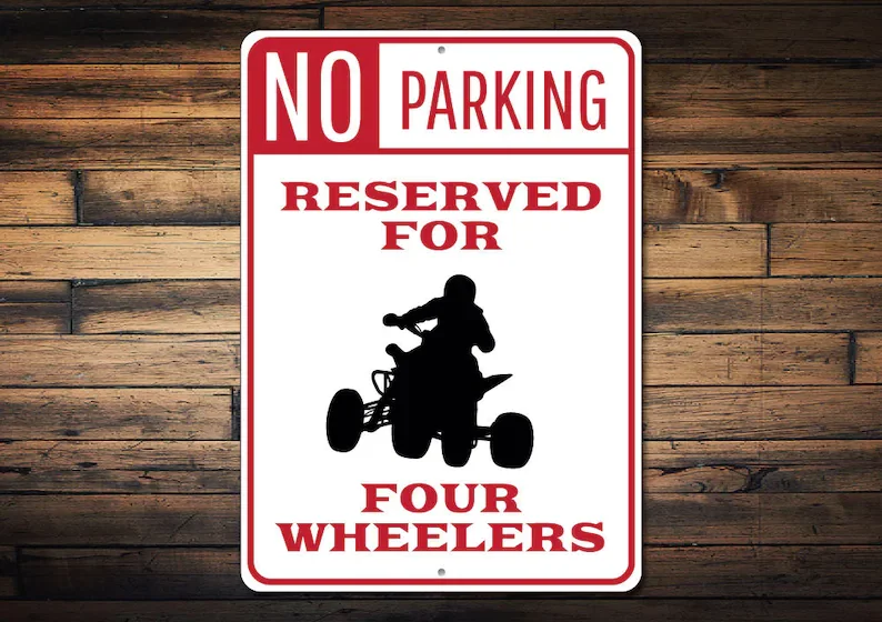Four Wheeler Parking Sign, Four Wheeler Sign, ATV Sign, ATV Parking Sign, ATV Driver Gift, Four Wheeler Decor - Quality Aluminum
Four Wheeler Parking Sign, Four Wheeler Sign, ATV Sign, ATV Parking Sign, ATV Driver Gift, Four Wheeler Decor - Quality Aluminum