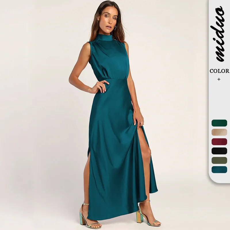 Summer New Women's Evening Dress Luxury and Elegant Senior Banquet Bridesmaid Dress Satin Split Women's Commuter Mid length Dres
Summer New Women's Evening Dress Luxury and Elegant Senior Banquet Bridesmaid Dress Satin Split Women's Commuter Mid length Dres
