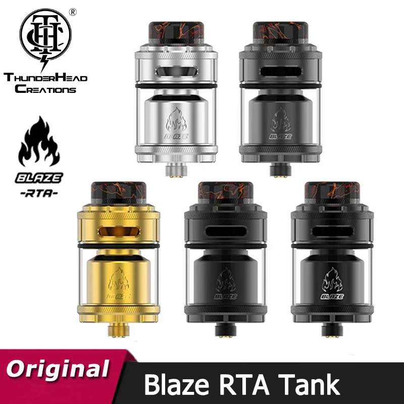 

Genuine Thunderhead Creations Blaze RTA Vape Atomizer 26mm 2ml/5ml Capacity 810 Drip Tip Dual Coil Vaporizer Vape Ecig Tank