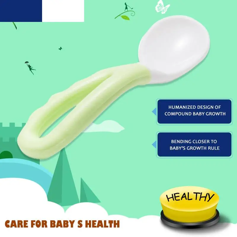 Ложка для кормления младенцев модная атмосфера Твердые принадлежности изогнутая ложка безопасная и Нетоксичная легкая в захвате детская п...
Ложка для кормления младенцев модная атмосфера Твердые принадлежности изогнутая ложка безопасная и Нетоксичная легкая в захвате детская п...