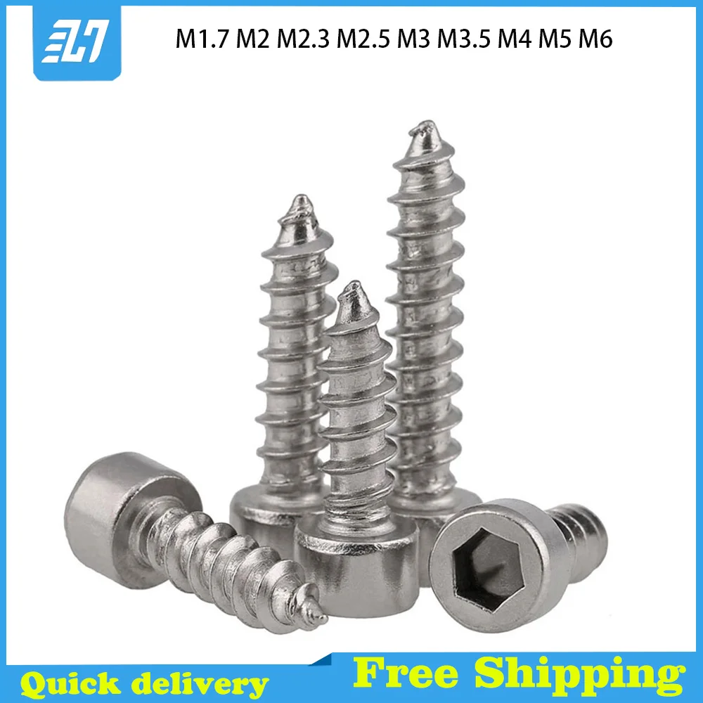 

Hex Hexagon Socket Head Cap Self Tapping Screw Allen Wood Bolt 304 Stainless Steel M1.7 M2 M2.3 M2.5 M2.6 M3 M3.5 M4 M5 M6