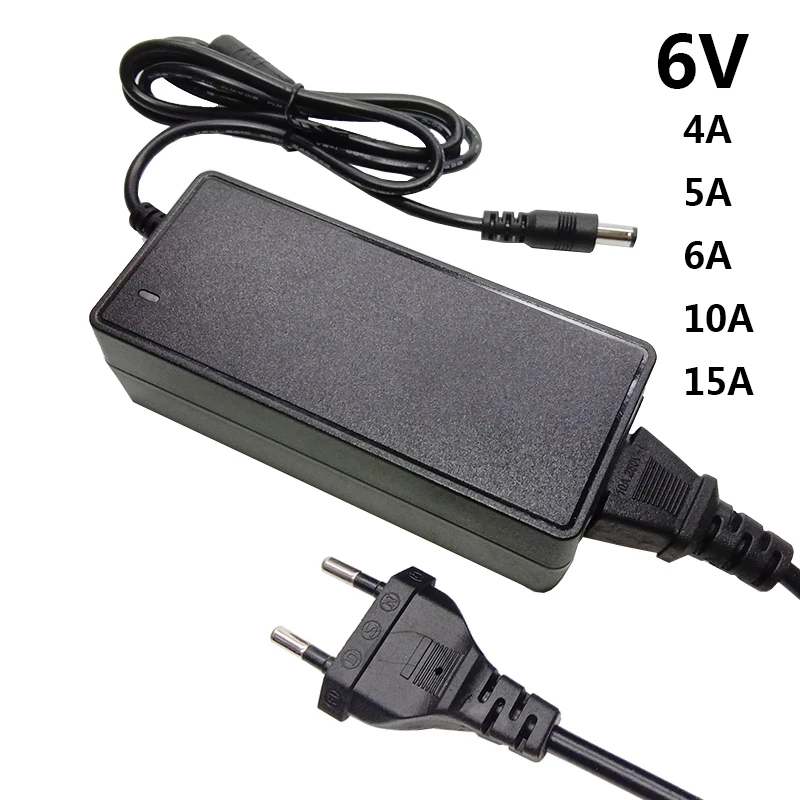 

6V 4A 5A 6A 10A 15A Universal Power Adapter 6V4A 6V5A 6V6A 6V10A 6V15A AC DC Adaptor 6 Volt Switching Converter 5.5*2.1-2.5mm