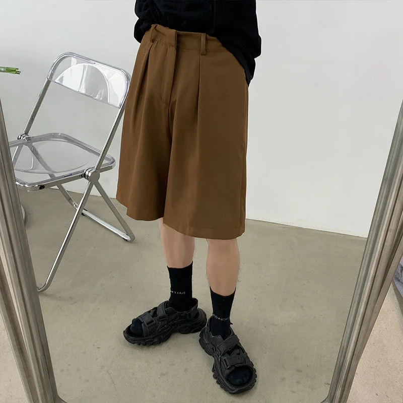 Шорты мужские костюмные в Корейском стиле, Свободные повседневные Капри, однотонные модные уличные штаны до колена, на лето
Шорты мужские костюмные в Корейском стиле, Свободные повседневные Капри, однотонные модные уличные штаны до колена, на лето