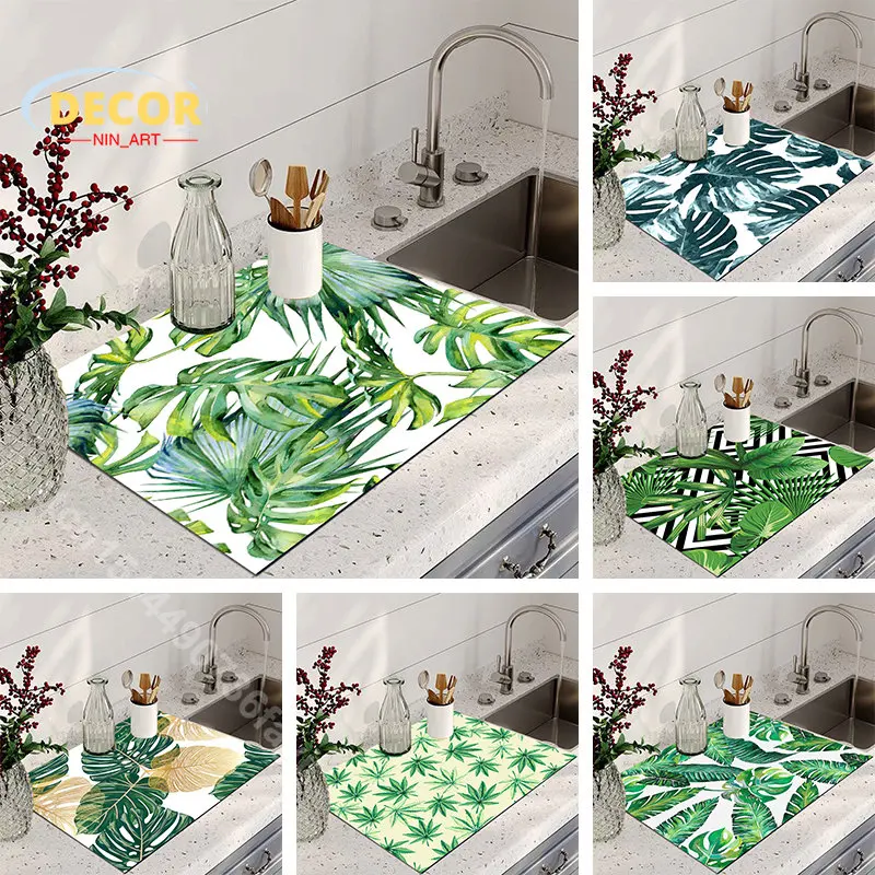 Summer Green Plant Drain Pad Super Absorbent Dish Drying Mat Silicone Drainer Mats Kitchen Tableware Coffee Cup Draining Pads
Summer Green Plant Drain Pad Super Absorbent Dish Drying Mat Silicone Drainer Mats Kitchen Tableware Coffee Cup Draining Pads