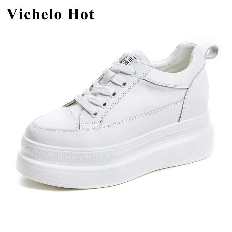 Vichelo Hot genuine leather round toe thick bottom platform white sneaker young lady fashion women casual vulcanized shoes L71
Vichelo Hot genuine leather round toe thick bottom platform white sneaker young lady fashion women casual vulcanized shoes L71