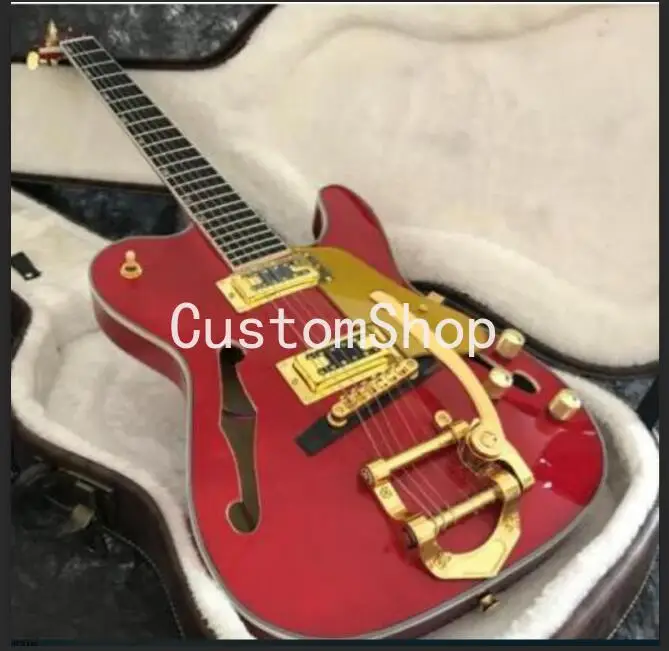 Custom Shop Hybird TeleGretscher Paul Waller Semi Hollow Body Orange Tele Electric Guitar Double F Holes, Bigs Tailpiece
Custom Shop Hybird TeleGretscher Paul Waller Semi Hollow Body Orange Tele Electric Guitar Double F Holes, Bigs Tailpiece