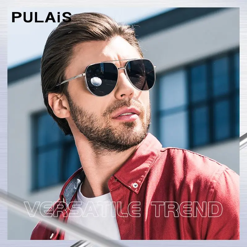 

Pulais Design Double Bridge Aviator Sun Glasses Men Lightweight Pilot Large Polarized Sunglasses