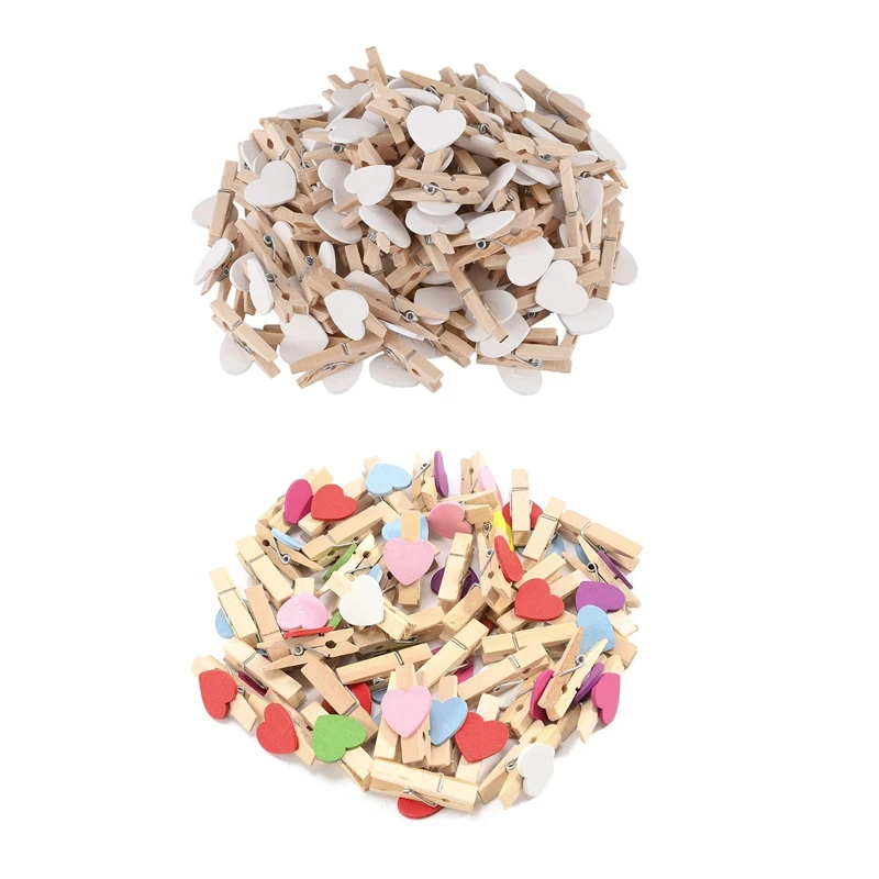 200 Pcs Mini Wooden Love Heart Pegs Photo Paper Clip Wedding Decor Craft, 100 Pcs Mixed & 100 Pcs White
200 Pcs Mini Wooden Love Heart Pegs Photo Paper Clip Wedding Decor Craft, 100 Pcs Mixed & 100 Pcs White
