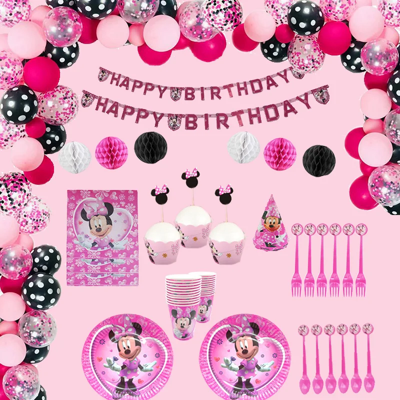 Pink Disney Minnie Mouse Theme Birthday Party Supplies Cup Plate Set Kids Girl Birthday Party Decoration Disposable Tableware
Pink Disney Minnie Mouse Theme Birthday Party Supplies Cup Plate Set Kids Girl Birthday Party Decoration Disposable Tableware