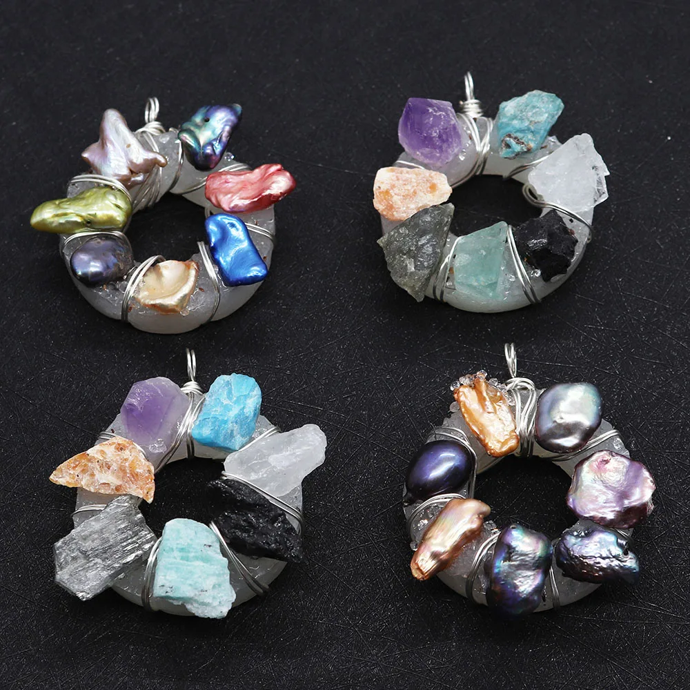 Natural Crystal Winding Coil Middle Circle Crystal Pearl Pendant Baroque Colorful Fine Pearls for Necklaces Ladies Jewelry
Natural Crystal Winding Coil Middle Circle Crystal Pearl Pendant Baroque Colorful Fine Pearls for Necklaces Ladies Jewelry