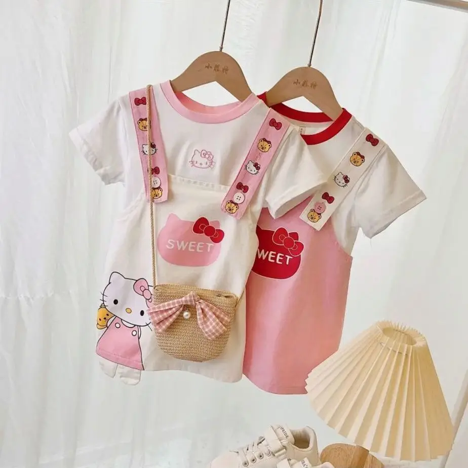 Sanrios аниме Kawaii Hellokittys платье для девочки летние дети все хлопок короткий рукав ремень юбка комплект из двух частей детский подарок
Sanrios аниме Kawaii Hellokittys платье для девочки летние дети все хлопок короткий рукав ремень юбка комплект из двух частей детский подарок