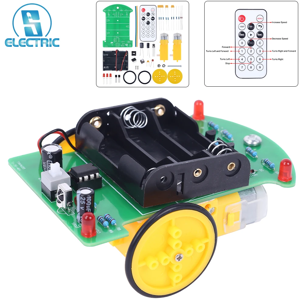 DIY Soldering Kit Infrared Remote Control Intelligent Car Electronic Practice Components D2-4 for Beginners/Students
DIY Soldering Kit Infrared Remote Control Intelligent Car Electronic Practice Components D2-4 for Beginners/Students