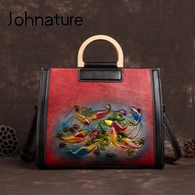 Johnature Vintage Handbag 2023 New Genuine Leather Women Bag Fish Embossed Handmade Real Cowhide Large Capacity Shoulder Bags
Johnature Vintage Handbag 2023 New Genuine Leather Women Bag Fish Embossed Handmade Real Cowhide Large Capacity Shoulder Bags