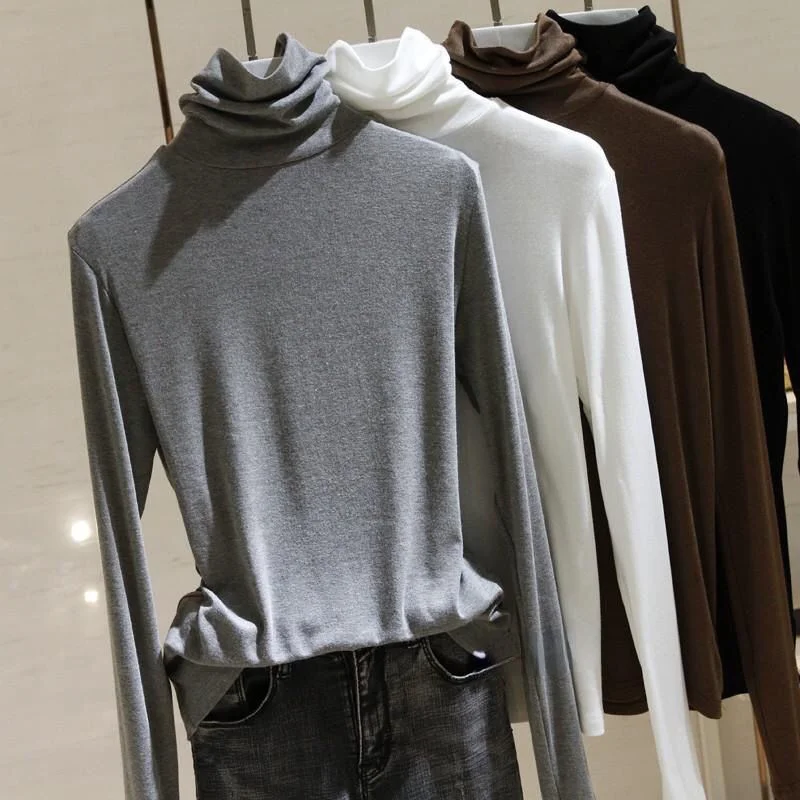 Elastic Thread Cotton Pile High Neck Slim Fitting Bottomed Shirt Basic Tee Women's Spring and Autumn New Top Long Sleeve T-Shirt
Elastic Thread Cotton Pile High Neck Slim Fitting Bottomed Shirt Basic Tee Women's Spring and Autumn New Top Long Sleeve T-Shirt