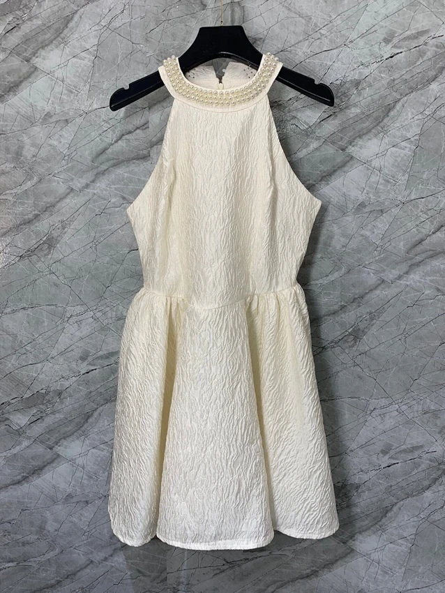 2023 new women's fashion sleeveless round neck neckline beaded neck jacquard slim dress 0702
2023 new women's fashion sleeveless round neck neckline beaded neck jacquard slim dress 0702