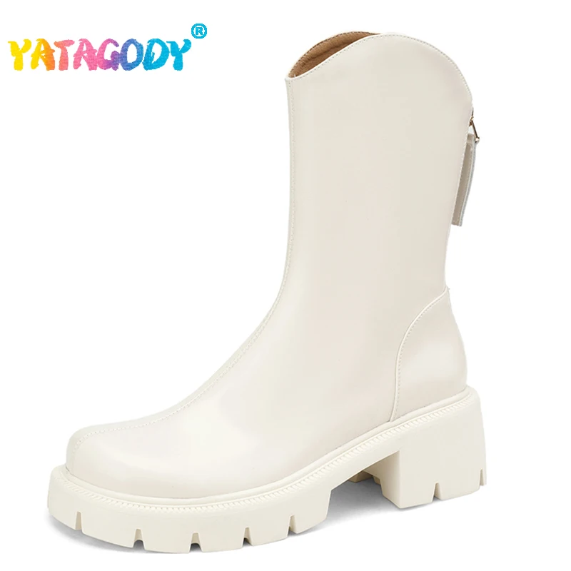 Женские ботинки на высоком каблуке YATAGODY, повседневные ботинки из натуральной кожи на платформе, на молнии, до середины икры, Размеры 33-42, для зимы 
Женские ботинки на высоком каблуке YATAGODY, повседневные ботинки из натуральной кожи на платформе, на молнии, до середины икры, Размеры 33-42, для зимы