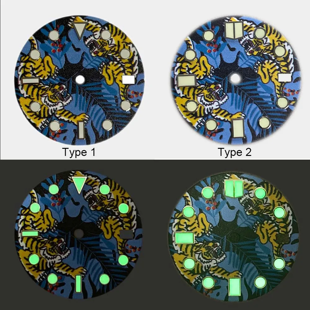 28.5MM Tiger Pattern Watch Dial for SKX007 Watches Accessories Green Luminous Dials for NH35 Movement
28.5MM Tiger Pattern Watch Dial for SKX007 Watches Accessories Green Luminous Dials for NH35 Movement