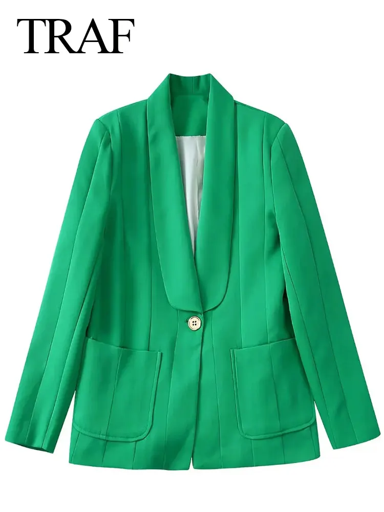 TRAF New Slim Striped Stitching Office Daily Women's Urban Commuter Suit Premium Green Long Sleeve One Button Lady Blazer
TRAF New Slim Striped Stitching Office Daily Women's Urban Commuter Suit Premium Green Long Sleeve One Button Lady Blazer