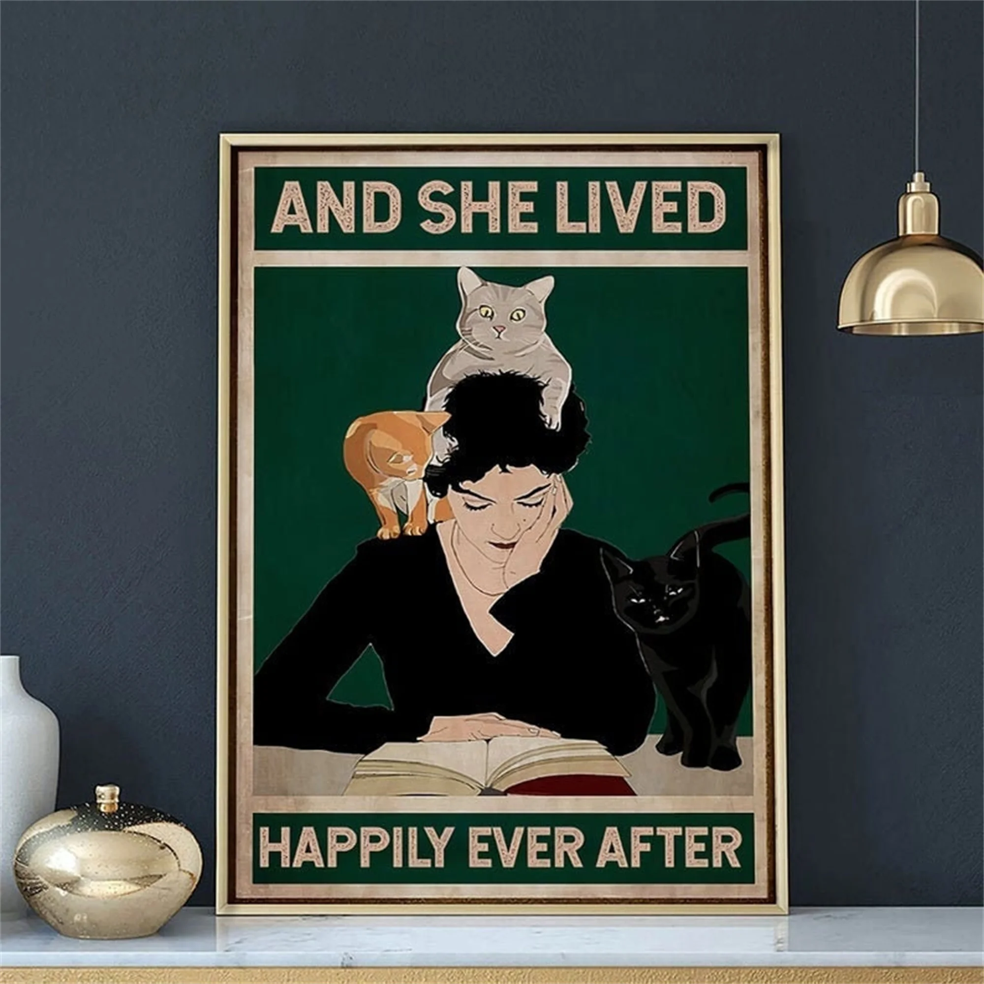 And She Lived Happily Ever After Poster Reading Book Love Cat Poster Vintage Wall Art Home Decor Modern Canvas Painting Pictures
And She Lived Happily Ever After Poster Reading Book Love Cat Poster Vintage Wall Art Home Decor Modern Canvas Painting Pictures