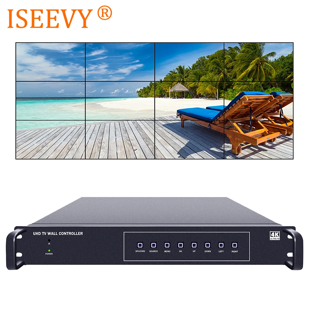ISEEVY 4K Video Wall Controller 3x4 4x3 UHD TV Wall Controller support 3840*2160@60Hz Multiple Inputs for 12 TV Splicing
ISEEVY 4K Video Wall Controller 3x4 4x3 UHD TV Wall Controller support 3840*2160@60Hz Multiple Inputs for 12 TV Splicing