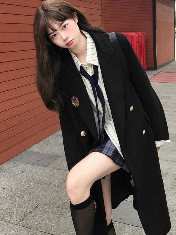 Тренчкот Jk Женский, двубортное шерстяное пальто средней длины в стиле японского колледжа, черная ветровка, 2022
Тренчкот Jk Женский, двубортное шерстяное пальто средней длины в стиле японского колледжа, черная ветровка, 2022