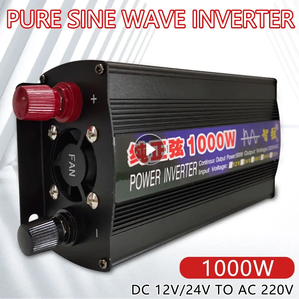 Pure Sine Wave Inverter Voltage Converter 1000W DC 12V/24V To AC 220V 50HZ Buzzer Remind Mini-car Adapter Power Supply Outdoor
Pure Sine Wave Inverter Voltage Converter 1000W DC 12V/24V To AC 220V 50HZ Buzzer Remind Mini-car Adapter Power Supply Outdoor