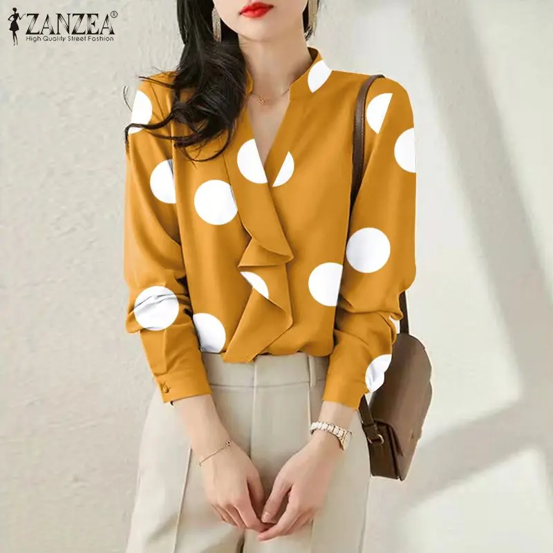ZANZEA Elegant Women V Neck Long Sleeve Blouse Spring Polka Dot Printed Ruffles Tops OL Work Shirt Casual Party Blusas Chemise
ZANZEA Elegant Women V Neck Long Sleeve Blouse Spring Polka Dot Printed Ruffles Tops OL Work Shirt Casual Party Blusas Chemise
