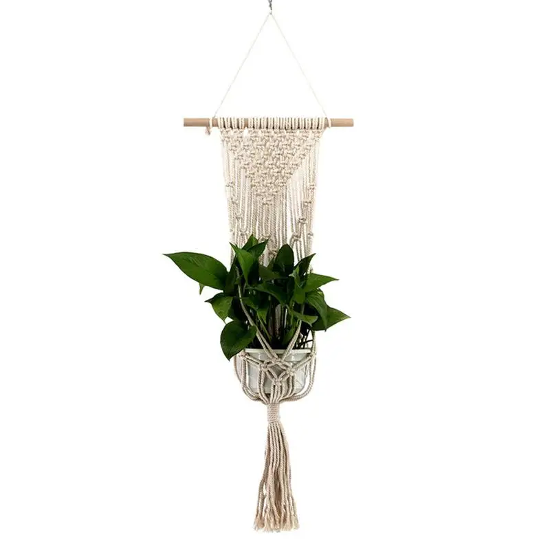 

Indoor Plant Hanger 42.91 Inches Hand-Woven Hanging Planters Basket Flower Pot Net Bag For Plants Wall Window Outdoor Bedroom