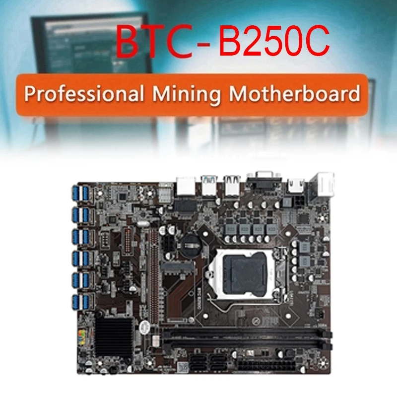 12 Card B250C BTC Mining Motherboard+CPU+Fan+Thermal Grease+Switch Line+SATA Cable+Bezel 12USB3.0 GPU LGA1151 DDR4 MSATA
12 Card B250C BTC Mining Motherboard+CPU+Fan+Thermal Grease+Switch Line+SATA Cable+Bezel 12USB3.0 GPU LGA1151 DDR4 MSATA