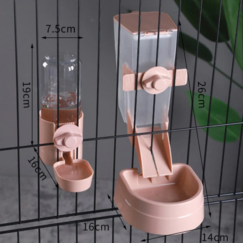 

Automatic Pets Feeder Cat Food Dispenser Bowl Cage Hanging Feeding Watering Supplies Cats Bowls Water Bottle Container Products