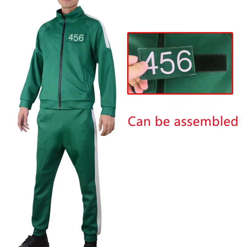 Squid Game Jacket Pants Round Six Men Women Costumes Cosplay Sports Zipper 456 Removable number Pocket Sweatshirts Set
Squid Game Jacket Pants Round Six Men Women Costumes Cosplay Sports Zipper 456 Removable number Pocket Sweatshirts Set