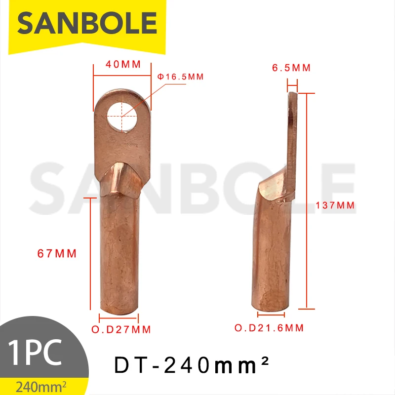 DT-240 Red Copper Lug Nose 240 Square Cable Joint Wire Connection Terminal National Standard A Level 240mm2
DT-240 Red Copper Lug Nose 240 Square Cable Joint Wire Connection Terminal National Standard A Level 240mm2