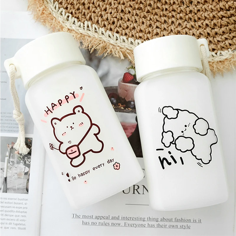 

Cute Children Cartoon Leak Proof Plastic Drinking Tumbler Summer Outdoor Travel 500ml Water Bottle Frosted Transparent Milk Mug