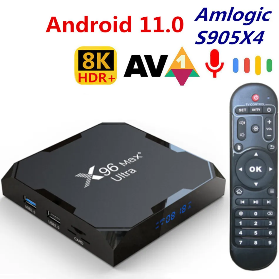 X96 MAX Plus Ultra Android 11.0 Smart TV Box Amlogic S905X4 4GB 64GB 8K 2.4G/5G Wifi Bluetooth X96Max lettore multimediale Set
X96 MAX Plus Ultra Android 11.0 Smart TV Box Amlogic S905X4 4GB 64GB 8K 2.4G/5G Wifi Bluetooth X96Max lettore multimediale Set
