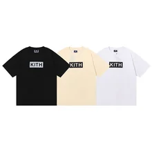 KITH FW BOX LOGO Simple Solid Color Printing High Quality Double Yarn Cotton Short Sleeve T-shirt for Men and Women
