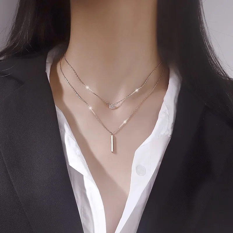Double Layer Necklace for Women 925 Sterling Silver Light Luxury Niche Rose Gold Simple Cool Wind Student Clavicle Chains
Double Layer Necklace for Women 925 Sterling Silver Light Luxury Niche Rose Gold Simple Cool Wind Student Clavicle Chains