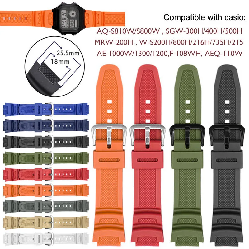 For Casio Electronic Sport Watch Strap18mm Rubber Watchband for Casio AQ-S800W AE-1000W SGW-300H W-735H Watch Silicone Wristband
For Casio Electronic Sport Watch Strap18mm Rubber Watchband for Casio AQ-S800W AE-1000W SGW-300H W-735H Watch Silicone Wristband